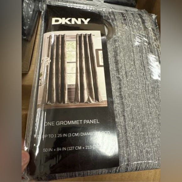 DKNY Basalt Jacquard Grommet Window Curtain Panel Pair 84” Black Ice - Picture 8 of 8